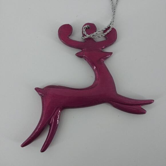 Reindeer Jade Magenta Christmas Tree Ornament Set2 Deers - Picture 5 of 9